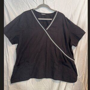 Black Scrub Top – Size XL – Cotton Blend